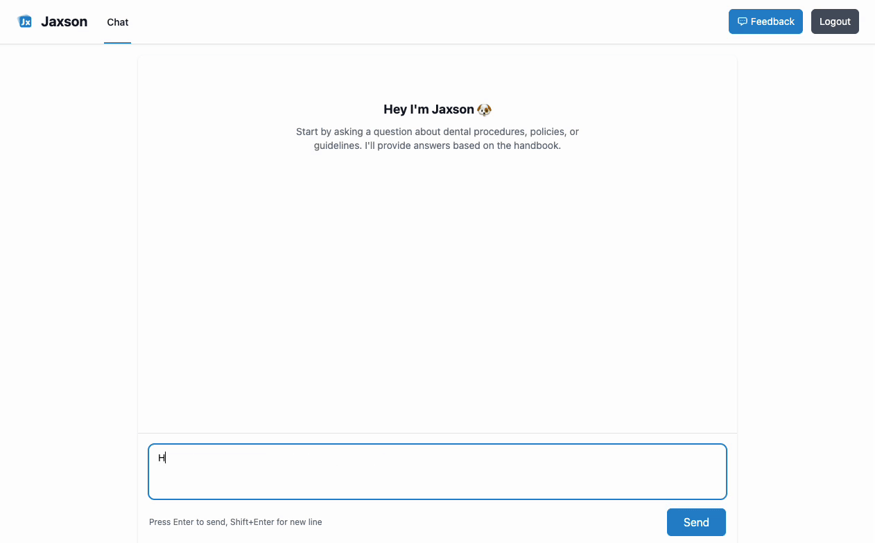 Jaxson AI assistant demo — asking a question and getting an instant answer